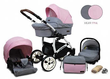 Kočárek Baby Lux Optimal White Light Pink 2019