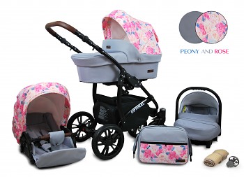 Kočárek Baby Lux Optimal Black Peony and Rose 2019