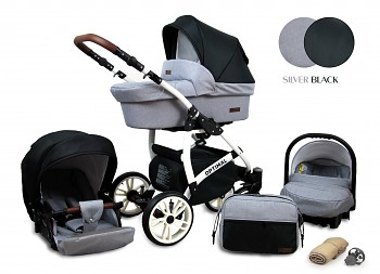 Kočárek Baby Lux Optimal White Silver Black 2019