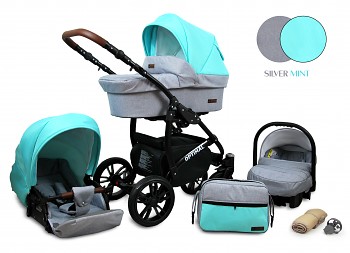 Kočárek Baby Lux Optimal Black Silver Mint 2019