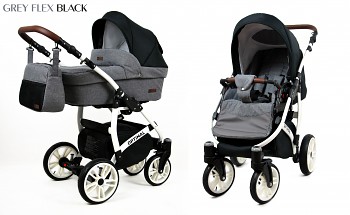 Kočárek Baby Lux Optimal White Grey Flex Black 2019