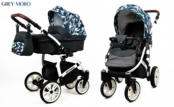 Kočárek Baby Lux Optimal White Grey Moro 2019