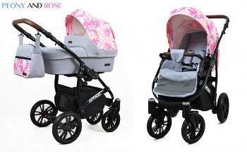 Kočárek Baby Lux Optimal Black Peony and Rose 2019