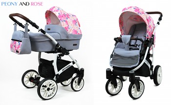 Kočárek Baby Lux Optimal White Peony and Rose 2019
