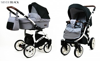 Kočárek Baby Lux Optimal White Silver Black 2019