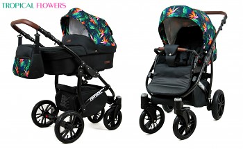 Kočárek Baby Lux Optimal Black Tropical Flowers 2019