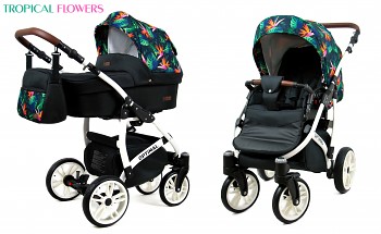 Kočárek Baby Lux Optimal White Tropical Flowers 2019